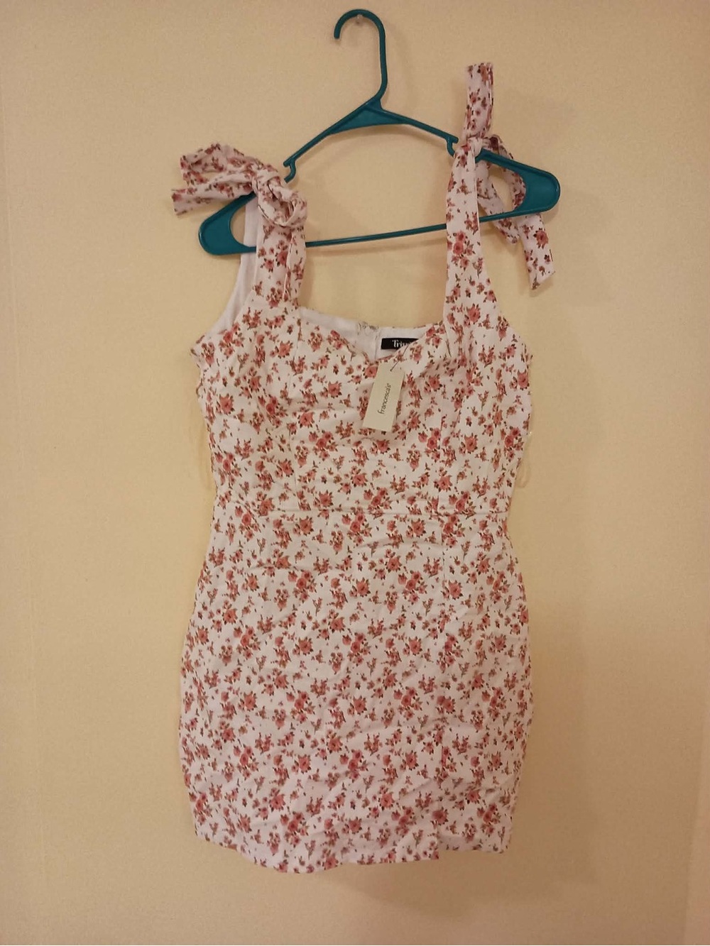 Trixxi White Mini Dress with Pink Floral Print